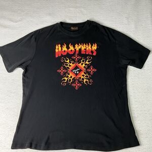 Hooters Men's Shirt Size XL From Shanghai With Flames Printed Graphic Shirt Y2K